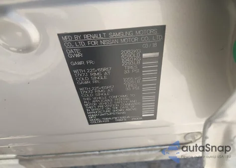 2018 Nissan Rogue S z USA, uszkodzony, nr VIN KNMAT2MT5JP579295